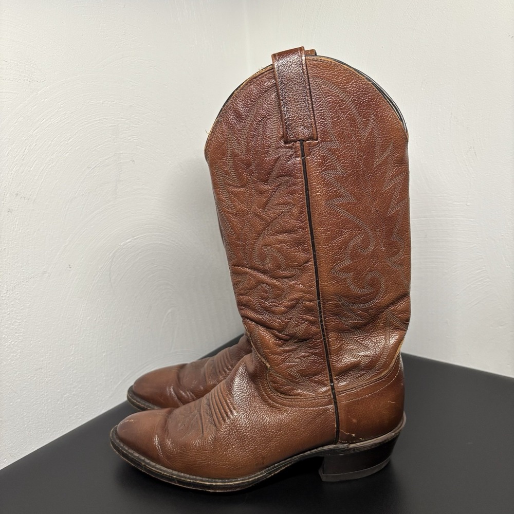 Dan Post 111R Brown Leather Western Boots Mens Size 6.5D Western Cowboy Vintage‎